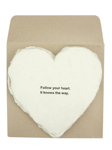 CONTIGO Grußkarte Herz mit Umschlag Follow your Heart 6er Set natur