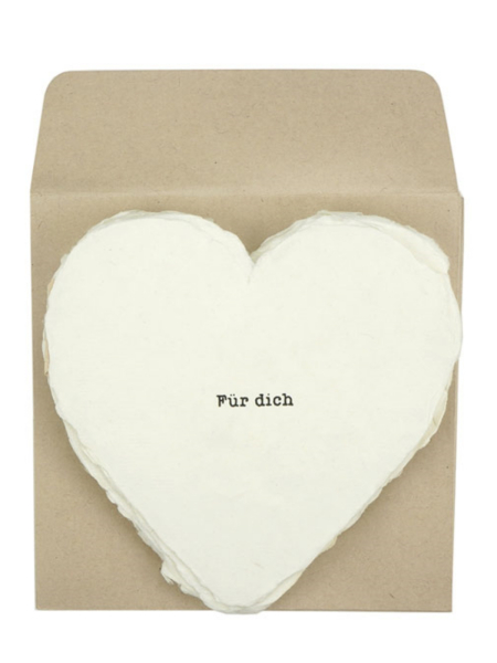 CONTIGO Grußkarte Herz mit Umschlag Für dich 6er Set natur