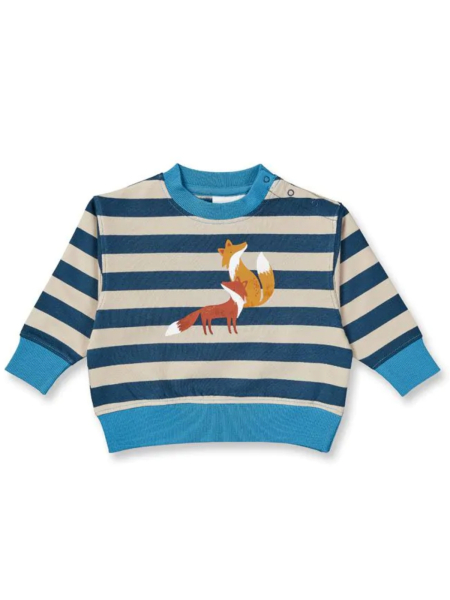 SENSE ORGANICS Baby Sweater Siam Fuchs sand/dark teal gestreift
