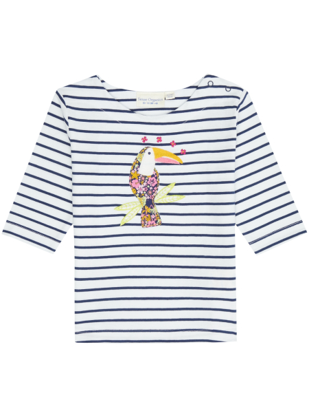 SENSE ORGANICS Shirt Louise navy geringelt mit Tukan