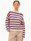 Preview: ARMEDANGELS Strickpullover Merinaa Stripe oatmilk/mars red/dynamo blue
