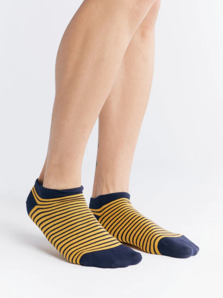 Preview: ALBERO NATUR Sneaker Socken indigo/senfgelb 4