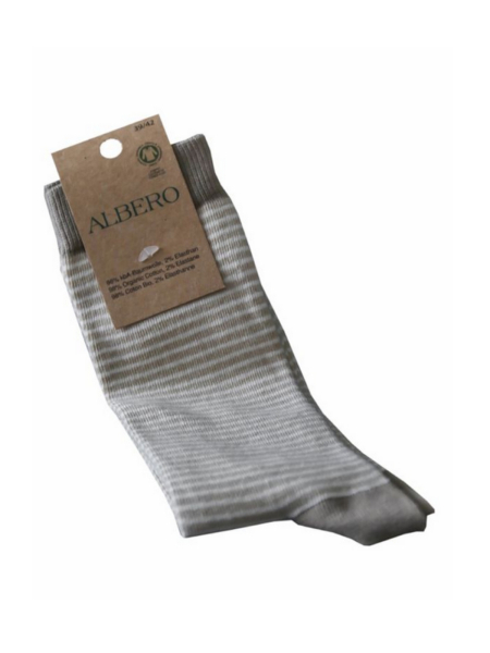 Preview: ALBERO NATUR Socken gestreift natur/braun 3