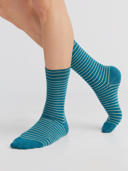 Preview: ALBERO NATUR Socken petrol/frostgrün 2