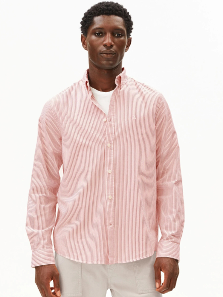 ARMEDANGELS Hemd Quaasa Stripe tabasco red