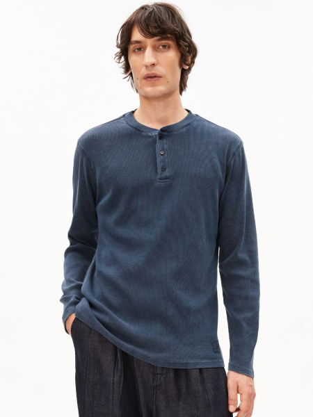 Preview: ARMEDANGELS Longsleeve Henly GMT Dye night sky washed 2