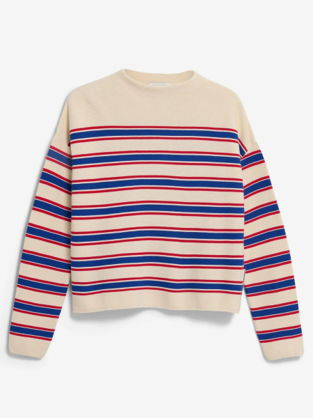 ARMEDANGELS Strickpullover Merinaa Stripe oatmilk/mars red/dynamo blue 5
