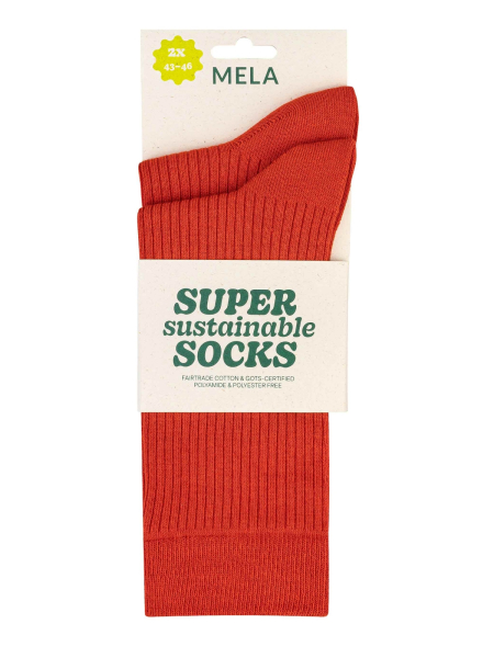 Preview: MELA Ripp Socken 2er Pack orange brick 2