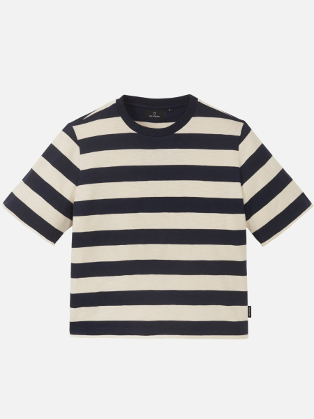 Preview: RECOLUTION T-Shirt Azolla Stripes dark navy 2