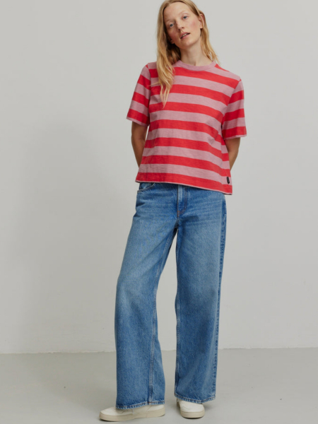 Preview: RECOLUTION T-Shirt Azolla Stripes peony pink 3