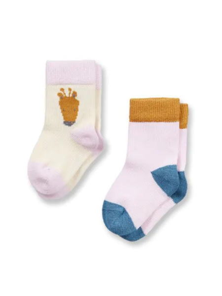 SENSE ORGANICS Baby Socken Palti 2er Pack Giraffe weiß/rosa