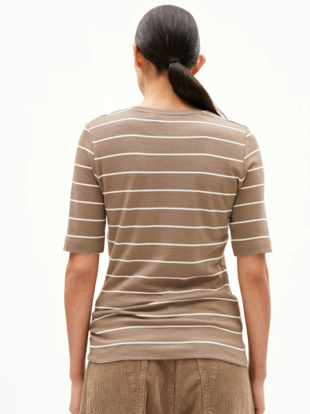 ARMEDANGELS T-Shirt Jaanisara Fine Stripe walnut cream/oatmilk 2