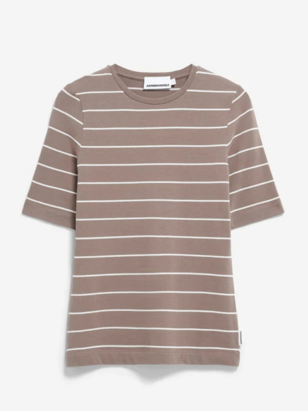 ARMEDANGELS T-Shirt Jaanisara Fine Stripe walnut cream/oatmilk 4