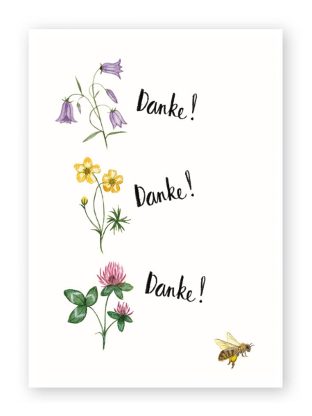 BRIGITTE BALDRIAN Postkarte Danke Wiesenblumen