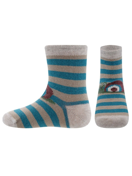 EWERS STRÜMPFE Kindersocken Schnecke blau/beige geringelt