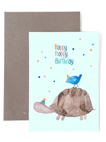 FRAU OTTILIE Klappkarte Happy Birthday mit Schildkröte