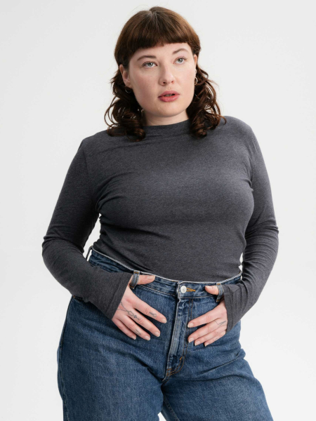 MELA Langarmshirt Dhivya anthrazit melange 2