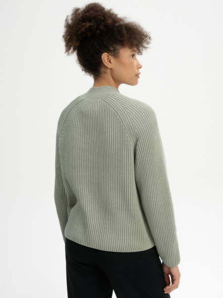 MELA Stehkragenpullover Rippstrick Analah green clay 2