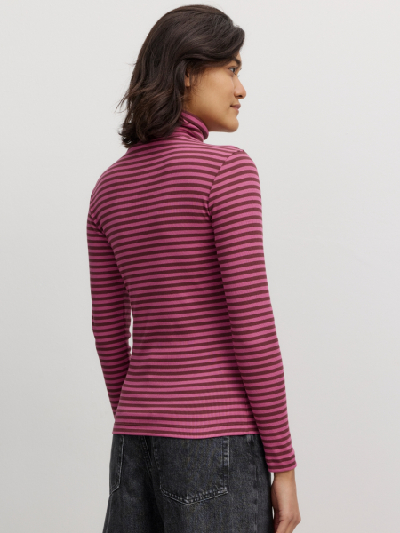 RECOLUTION Rib Longsleeve Liatris Stripes dark plum 2