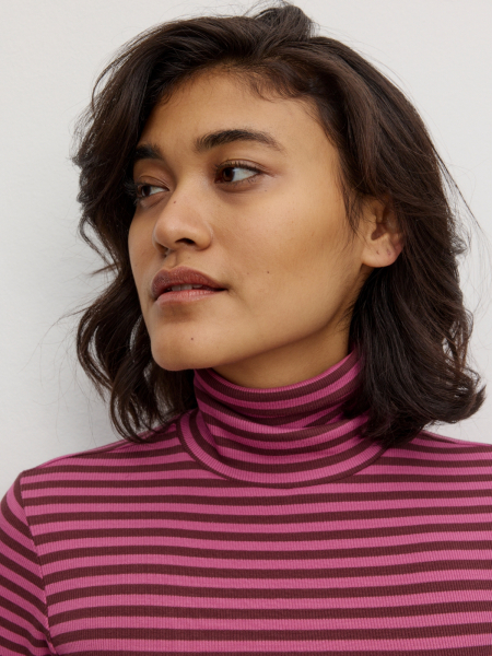 RECOLUTION Rib Longsleeve Liatris Stripes dark plum 3