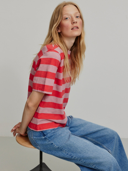 RECOLUTION T-Shirt Azolla Stripes peony pink