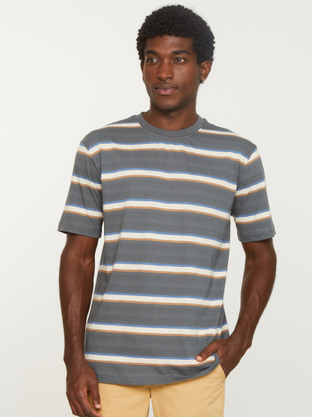 RECOLUTION T-Shirt Epazote Stripes dark grey 2