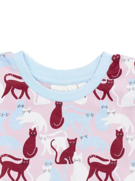 SENSE ORGANICS Schlafanzug Long John Katzendruck pink 2