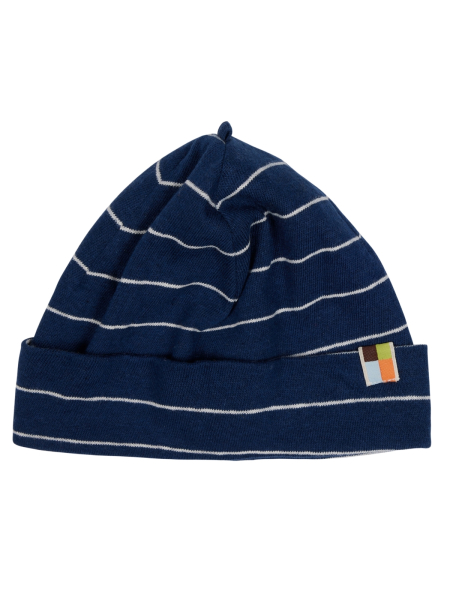 LOUD + PROUD Mütze Streifen mit Leinen ultramarine